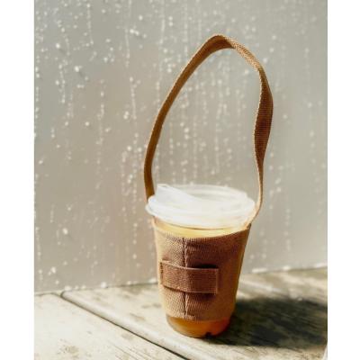 Cina supporto di tazza pieghevole del caffè della tela di 8*6cm con Straw Pockets in vendita