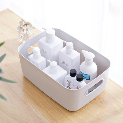 China Sustainable Household Decorative Boxes Home Storage Wit Lid Plastic Storage Box With Handle Miscellaneous Storage Nordic Style for sale