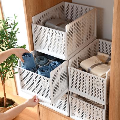 China Hot-Wholesale Practical Products Folding Plastic Storage Box Home Stackable Storage Box Clothing Storage Box for sale