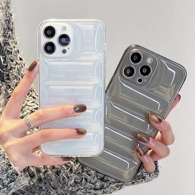 China New Product Shockproof Transparent Black TPU White Soft Bottom Cotton Jacket Puffy Cell Phone Case for sale