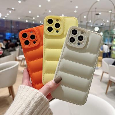 China 2022 Ins shockproof colorful fashion TPU stripper soft coat down cotton jacket cell phone case for iphone 13 pro max for sale