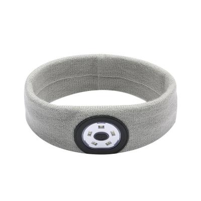 China 2022 Led Flashing Light Headband New Arrival Unisex Usb Rechargeable Knitted Running Yoga Sports Headband For Night Climbing And Hunting for sale