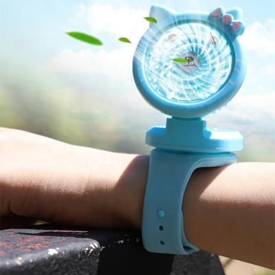 China Dropshipping Adjustable Portable Silicone Small Mini Wrist Fan USB Rechargeable Handheld Watch Wrist Fan For Kids for sale