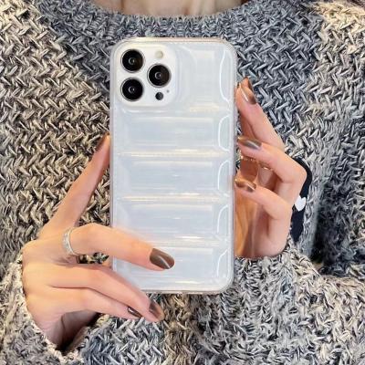 China Best Products Dropship TPU Bottom Cotton Jacket Transparent White Black Soft Puffy Cell Phone Case Shockproof for sale