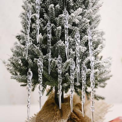 China 12Pcs 13CM Ice Cube Ornament Winter New Year Party Hanging Christmas Decoration Supplies Acrylic Fake Christmas Tree Ice Decorations for sale