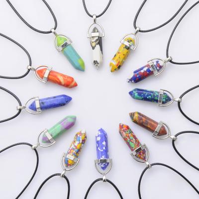 China Fashion CLASSIC Stone Turquoise Pillar Synthetic Pendants And Charms For Jewelry Making Charm Pendulum DIY Accessories Stone Pendant for sale