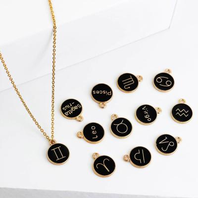 China 12pcs/lot 15x12mm Cute 12 Zodiac Charm Double Face Enamel Charm Pendants Jewelry Pointing To Necklace Bracelets Anklets for sale