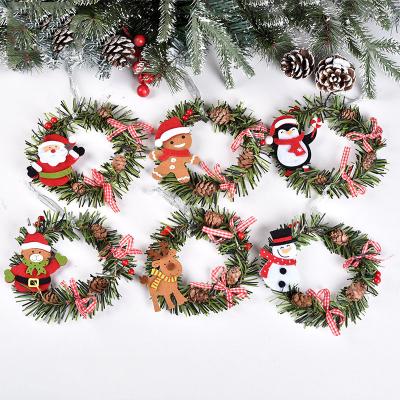 China PVC + Non Woven Fabric Hot Sale Christmas Santa Snowman Christmas Elk Wreath Garland Decoration Table Ornament Party Supplies Christmas New Year for sale