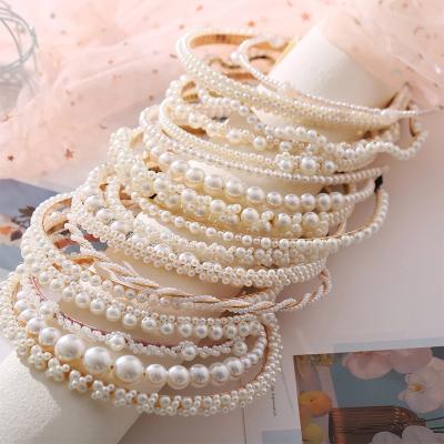 China 2021 New Women Headband Hair Bundle Lady Hair Hoops Fashion Sweet Accessories Full Pearls Elegant Headbands for sale