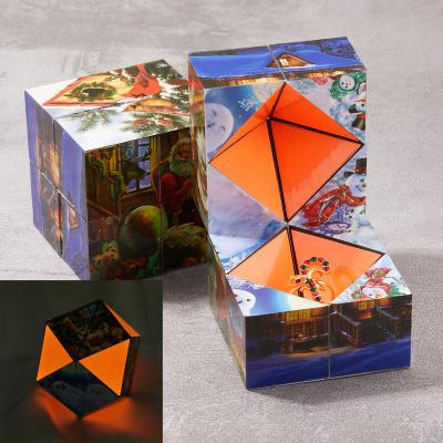 China Ring Box Flip Cubic Puzzle Creative Infinite Cube Xmas Magic Luminous Jewelry Box Packaging Gift Box Packing for sale