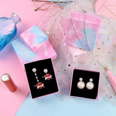 China Colorful Marble Jewelry Boxes Necklaces Bracelets Rings Cardboard Package Display Box Gifts Jewelry Pouch Storage Rack Packaging PC21Y0000 for sale