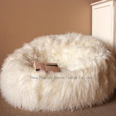 China Foldable Cream Color Fur Long Bean Bag Chair Sofa, Home Furniture Lazy Bean Bag Sit Bag, Large Foam Bean Sofa for sale