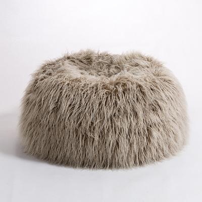 China Long Foldable Light Brown Fur Bean Bag Chair Sitting Chair , Comfortable Portable Modern Bean Bag Sofa Couch for sale