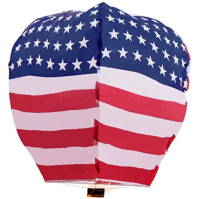 China Europe Customized American Flag Full-printed Kongming Lantern Festival Wishing Lamp Fireproof Lanterns for sale