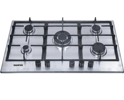 China Popular Model Household SANFER 5 Burner Stainless Steel Gas Inline Hob for sale