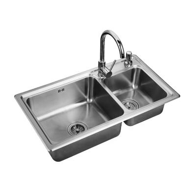 China Modern Kitchen Equipment Double Bowl Sink 304 Stainless Steel for sale