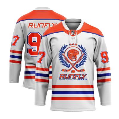 China Runfly Source Moisture and Sweat Absorption Manufacturer Custom Sublimation Thickened Hockey Jersey for sale