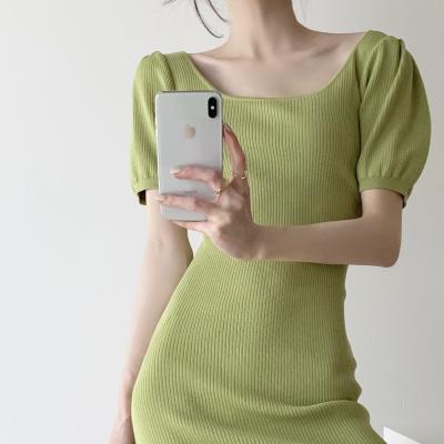 China New QUICK DRY Summer Women's U - Neck Butterfly Sleeve Knit Short Sleeve Dress for sale