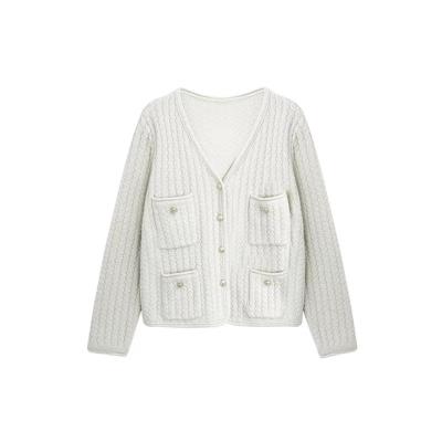 China New Lazy Anti-wrinkle Sweater Coat Women's Wool V-Neck Knitted Cardigan In Early Spring for sale