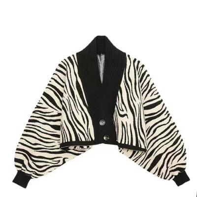 China QUICK DRY Zebra Knit Button Cardigan Coat for sale