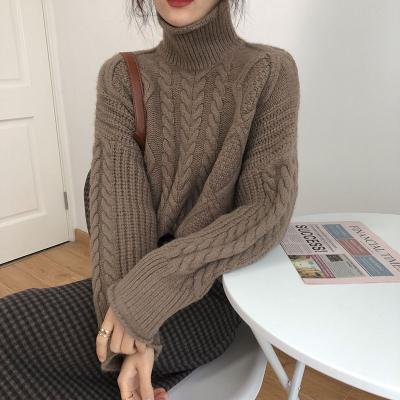 China QUICK DRY High Neck Knitted Thick Yarn Pullover Sweater for sale