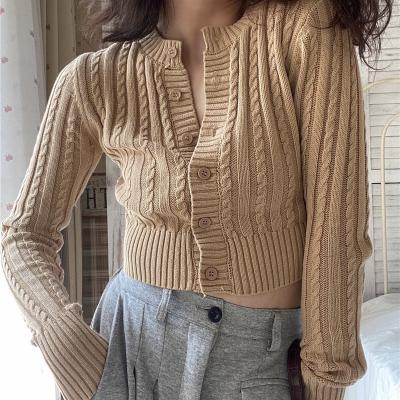 China Fashion Retro American Classic 6 Color Twist Sweater Women's Single Breasted Knitted Cardigan Long Coat QUICK DRY Long Coat for sale