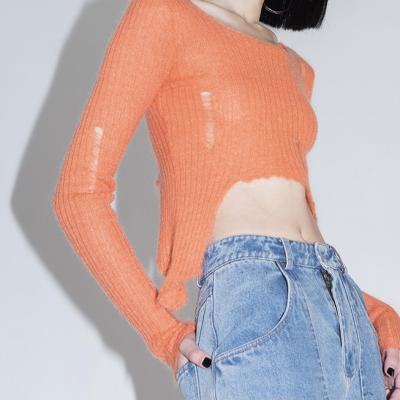 China QUICK DRY Mohair Irregular Waist Pullover Sweater for sale