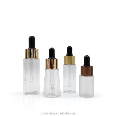 China Cosmetic packaging customize golden dropper PET bottle essential oil bottles 15ml 30ml 50ml 100ml for sale