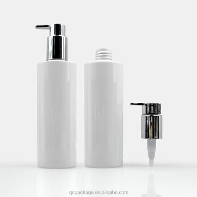 China Cosmetic cosmetic packaging bottle manufacturers luxury silver pump and white plastic lotion bottle for sale