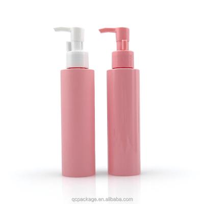 China Cosmetic cosmetic round pink pet bottle shampoo 100ml 150ml 200ml 250ml 500ml body lotion pump bottle for sale