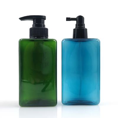 China Cosmetic Eco-friendly 400ml 450ml 500ml color custom plastic bottle square shampoo body wash bottle packaging for sale