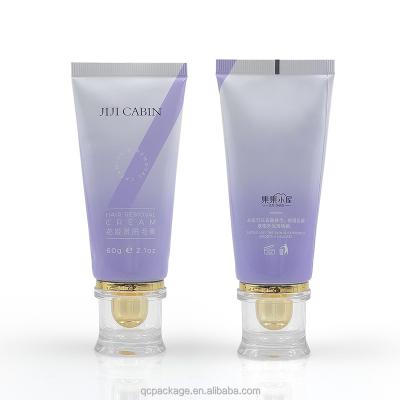 China Cosmetic 50ml 60ml 100ml glossy ABL aluminium laminated tube hair removal cream tube purple cosmetic hand cream tube Packaging for sale