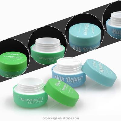 China Cosmetic Best selling 10g 15g 20g  logo customized green blue PP makeup plastic jar for Day and Night Cream jar packaging for sale