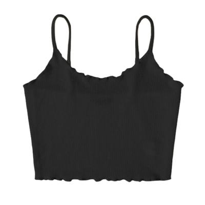 China Breathable Fashion Women All-match Single TOP Rib Knit Casual Street Pulling Tank Thin Strap Vest Sleeveless Summer Wear for sale