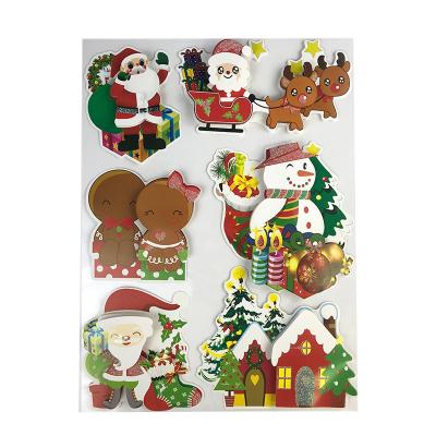 China Decorative Sticker Customized Removable Puffy Christmas Decoration 3D Stickers With Santa Claus for sale