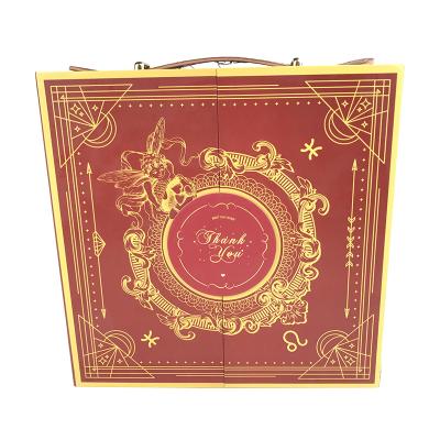 China Custom Boutique Items Folio Packing Red Gift Box With Raffia for sale