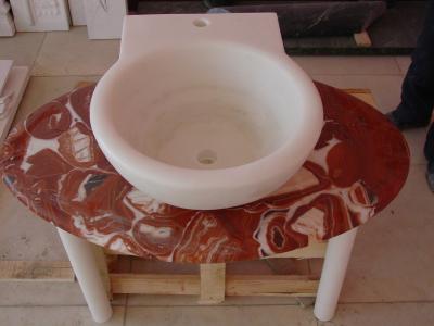 China onyx hand curved marble sink for sale