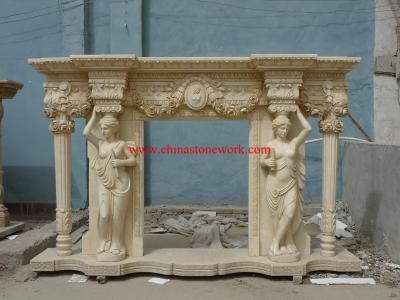 China Egypt Cream marble fireplace mantel for sale