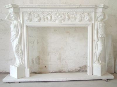 China white marble hand carved fireplace mantel for sale