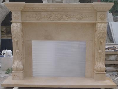 China Egypt Cream yellow color marble handcarved fireplace mantel for sale