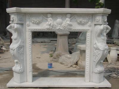 China white marble manmade fireplace mantel for sale