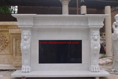 China white marble lion fireplace mantel for sale