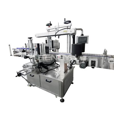 China Beverage label bilateral woven cup and round bottle fold machine labeling machine for sale