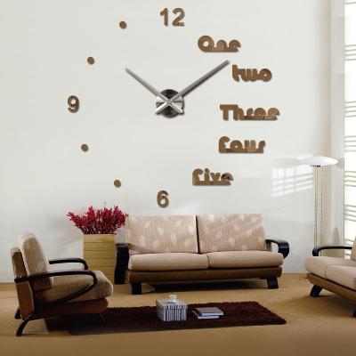 China Antique Style DIY CLOCK 3D Set Home Decoration Reloj De Wood Peeled Large Wall Clock 3D Wall Clock Stickers DIY Frameless Wall Clock For Living Room 16# for sale