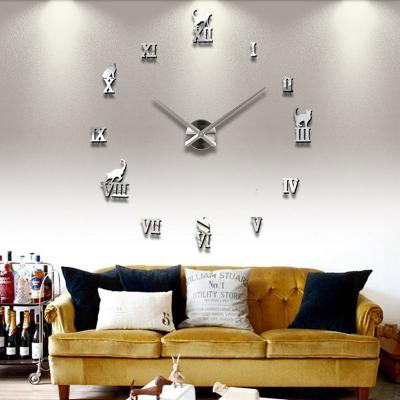 China Antique Style DIY CLOCK 3D Set Home Decoration Reloj De Wood Peeled Frameless Large Wall Clock 3D Wall Clock Stickers DIY For Living Room 12# for sale