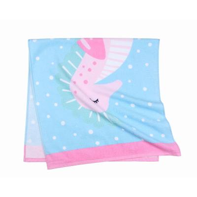 China Plain Custom Design 100% Cotton Wholesale Sand Free Kids Fancy Beach Towel for sale