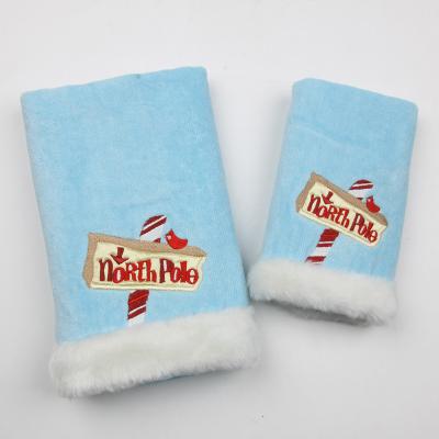 China Good Looking Christmas Design Cotton Velvet Towel With Applique And Embroidery for sale