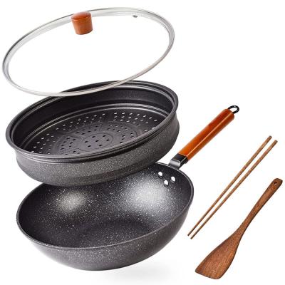 China Promotional Kitchenware Restaurant Sustainable Hotel Maker Health Cookware Stainless Steel Non-Stick Wok for sale