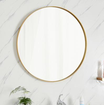 China Samll Quantity Acceptable Wholesale Stock Round Brass Frame Wall Mirror Factory Direct Selling Top Standard Mirror True With Brass Frame For Decoration for sale