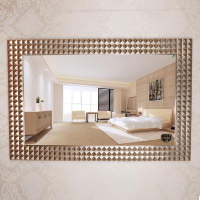 China Europe Home Decor MOK Customized Rectangle Gold Color Decor View Bedroom Wall Mirror for sale